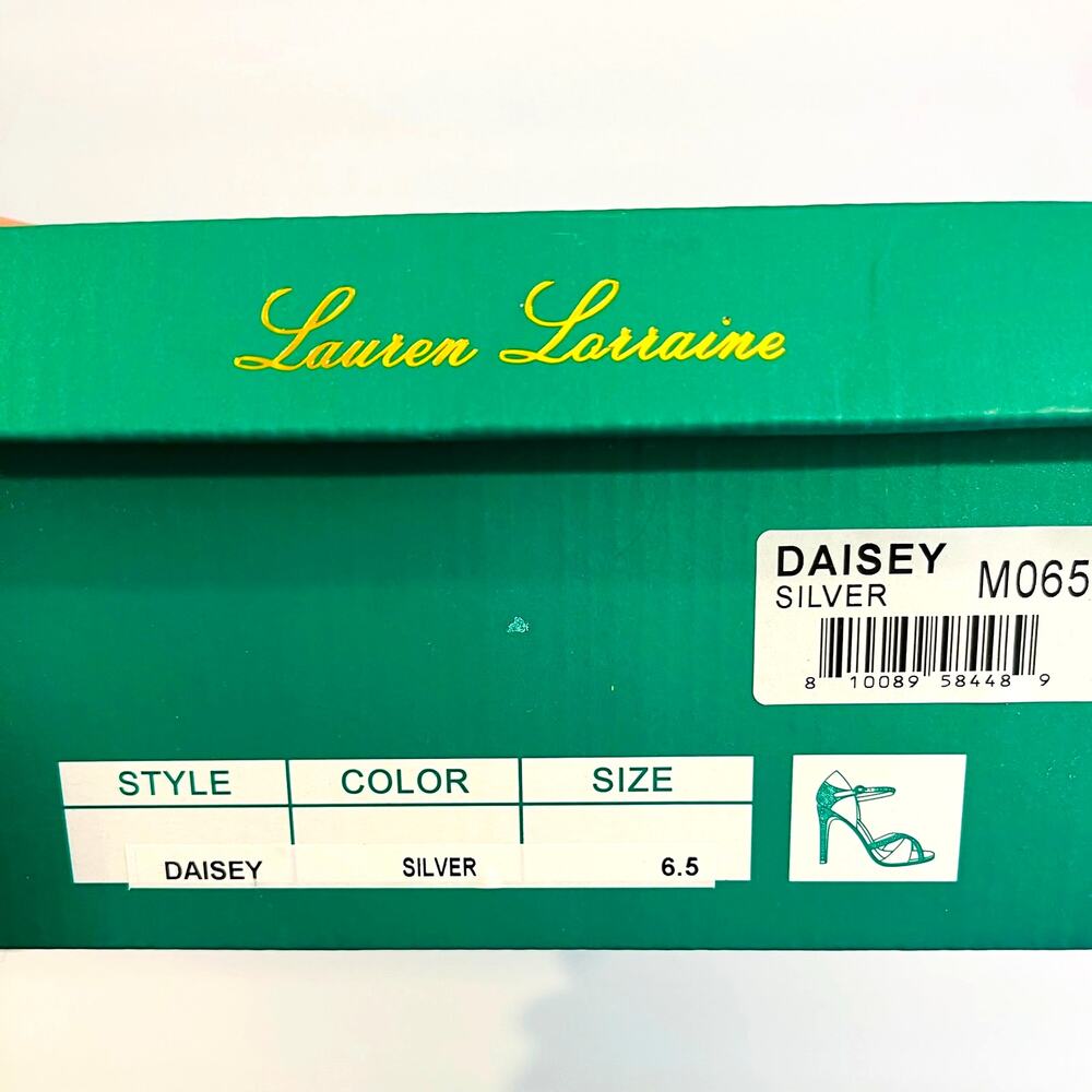 Lauren Lorraine Daisey Silver Crystal Strappy Heels Size 6.5 New - Picture 4 of 4